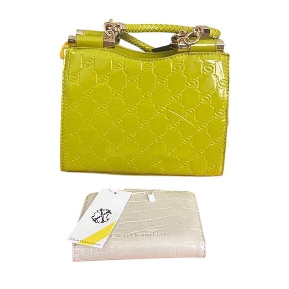 Bebe Dana Seagrass Top Handle Crossbody Purse CXL Christian Lacroix Croco Wallet - Picture 2 of 6